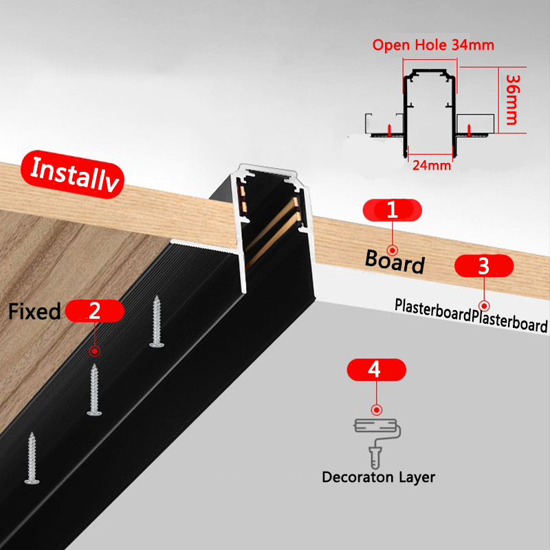 Modern Magnetic Track Lights Embedded LED Floodlight Grillelight Living Room Without Main Light Lighting Grille Lamp Suit