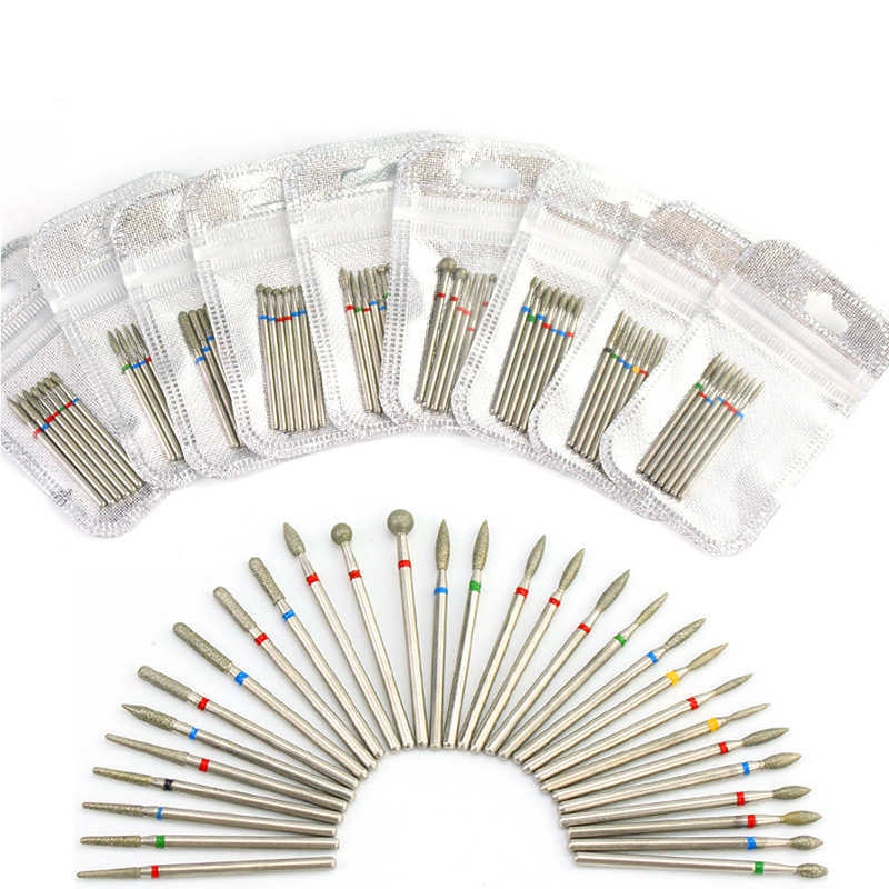 7 Diamond Nail Drill Bits Milling Cutter Set Cutters Manicure Silicon Stone Pedicure Electric Mill Manicure Machine Brocas Para Unas Nagelbohrer