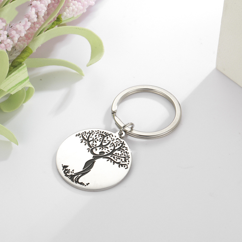 Life Tree Pendant Keychain Stainless Steel Keychains Keyring Thanksgiving Mother's Day Gift Key Chain