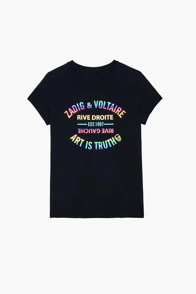 23SS Women Designer Fashion Cotton T shirt New Zadigs Classic Letter Gilding Colorful Print Tee Round Neck Women Short Sleeved T-shirt Tops, Black2
23SS Women Designer Fashion Cotton T shirt New Zadigs Classic Letter Gilding Colorful Print Tee Round Neck Women Short Sleeved T-shirt Tops, Black2