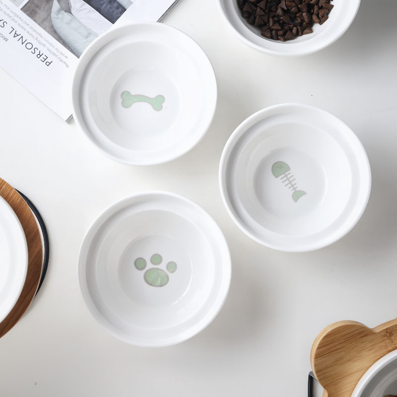 Dog Bowls Feeders Ceramic Double Cat Pet Feeding Water Puppy Feeder Product Supplies Food And For s 221114