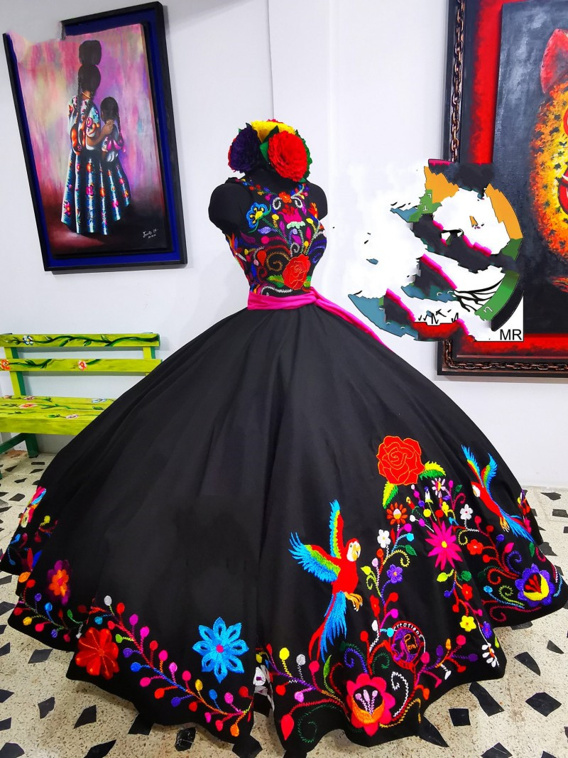 Black Charro Embroidery Quinceanera Dresses Prom Sweet 16 Mexican Girls Sleeveless Zipper vestidos de 15 anos