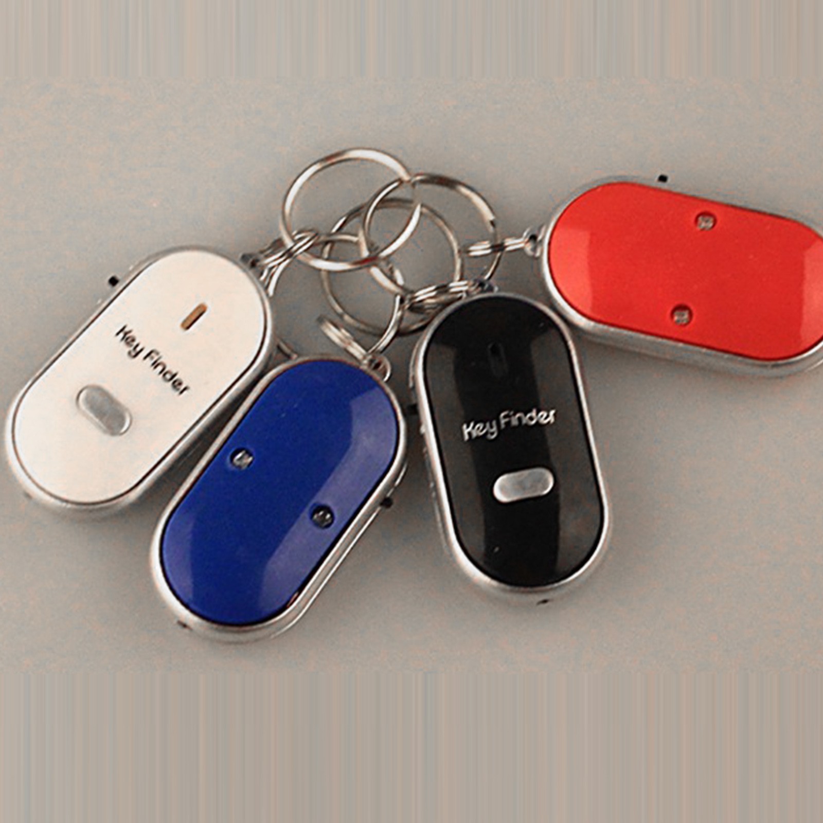 LED Whistle Key Finder Flashing Beeping Sound Control Alarm Anti-Lost Key Locator Finder Tracker with KeyRing Mini Keychain
