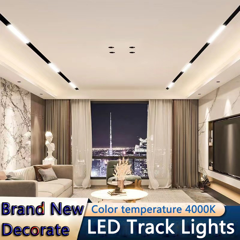 Modern Magnetic Track Lights Embedded LED Floodlight Grillelight Living Room Without Main Light Lighting Grille Lamp Suit