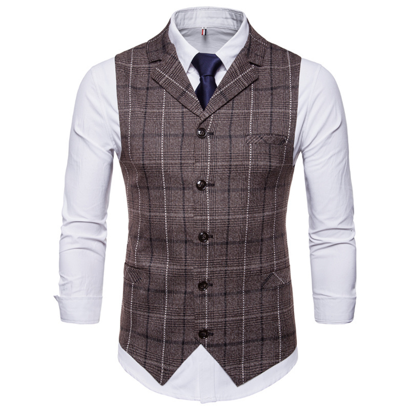 Mens Vests Casual Business Men Suit Male Lattice Waistcoat Fashion Sleeveless Smart Top Grey Blue 221117