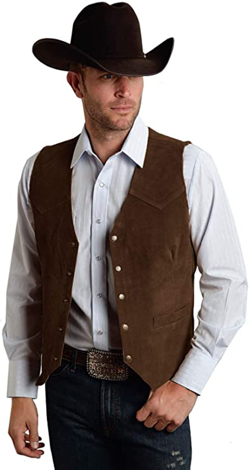 Mens Vests Suede Slim Singlebreasted Casual Western Denim 221117
