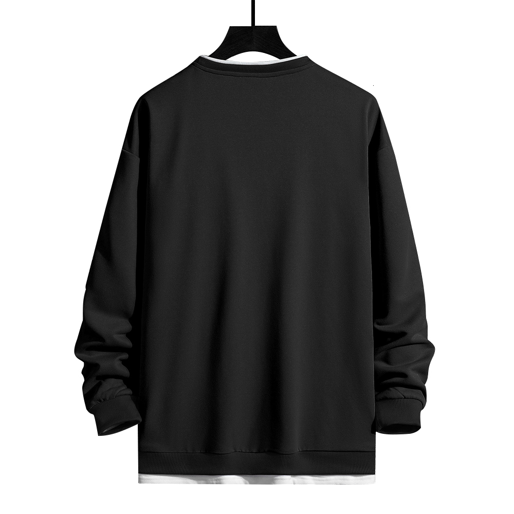Mens Hoodies Sweatshirts Men Solid Drop Shoulder 2 In 1 Sweatshirt 221117