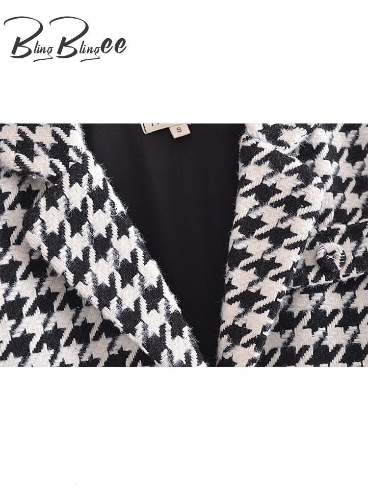 Women's Suits Blazers BlingBlingee Spring Woman Traf Coats Casual Crop Tops Three Buttons Thick Slim Tweed Woolen Houndstooth Jacket 221117