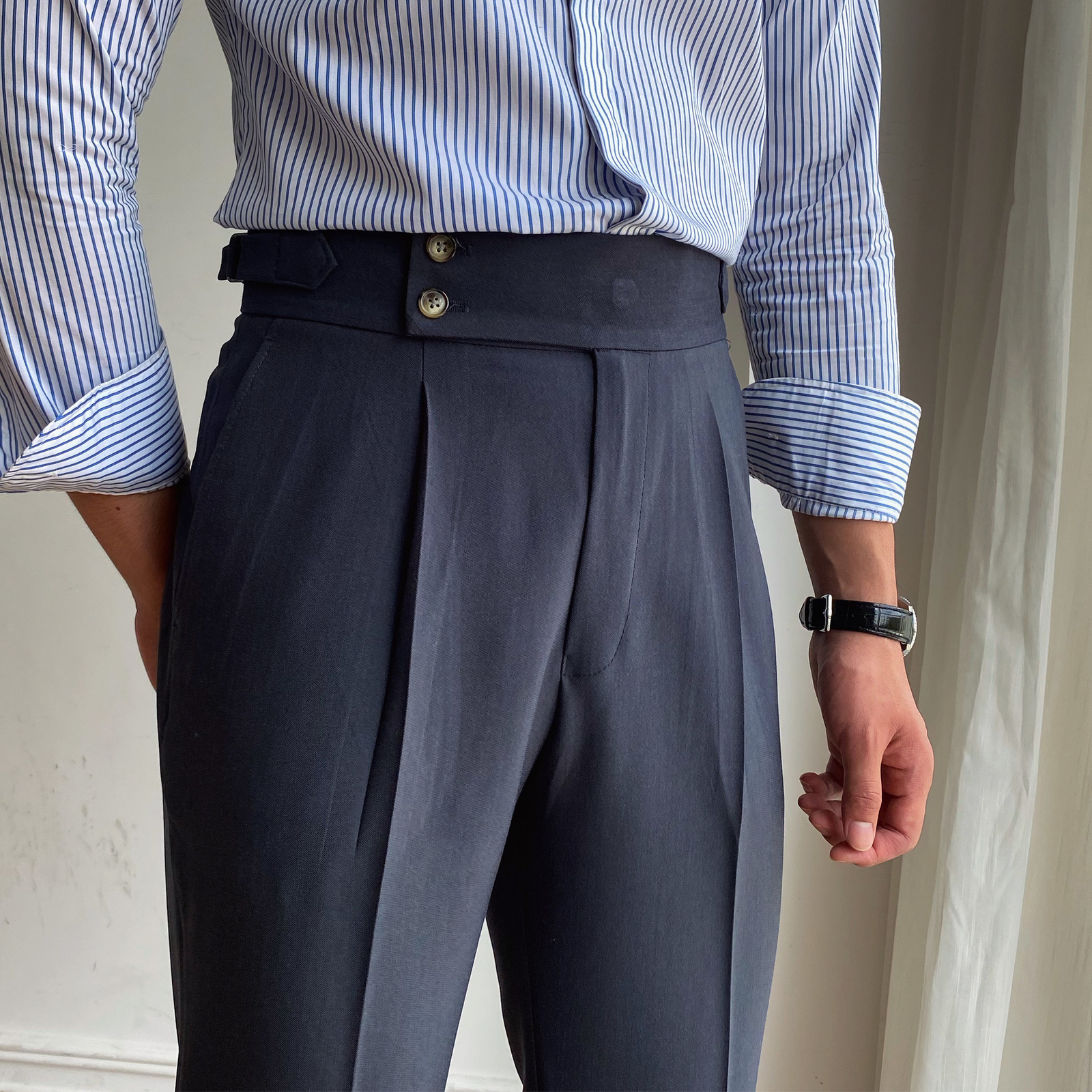 Mens Pants British High Waist Straight Social Trousers Italian Formal alones Hombre Dress Ankle 221117