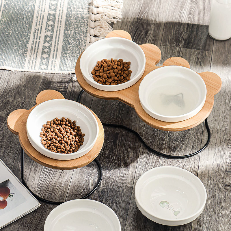 Dog Bowls Feeders Ceramic Double Cat Pet Feeding Water Puppy Feeder Product Supplies Food And For s 221114