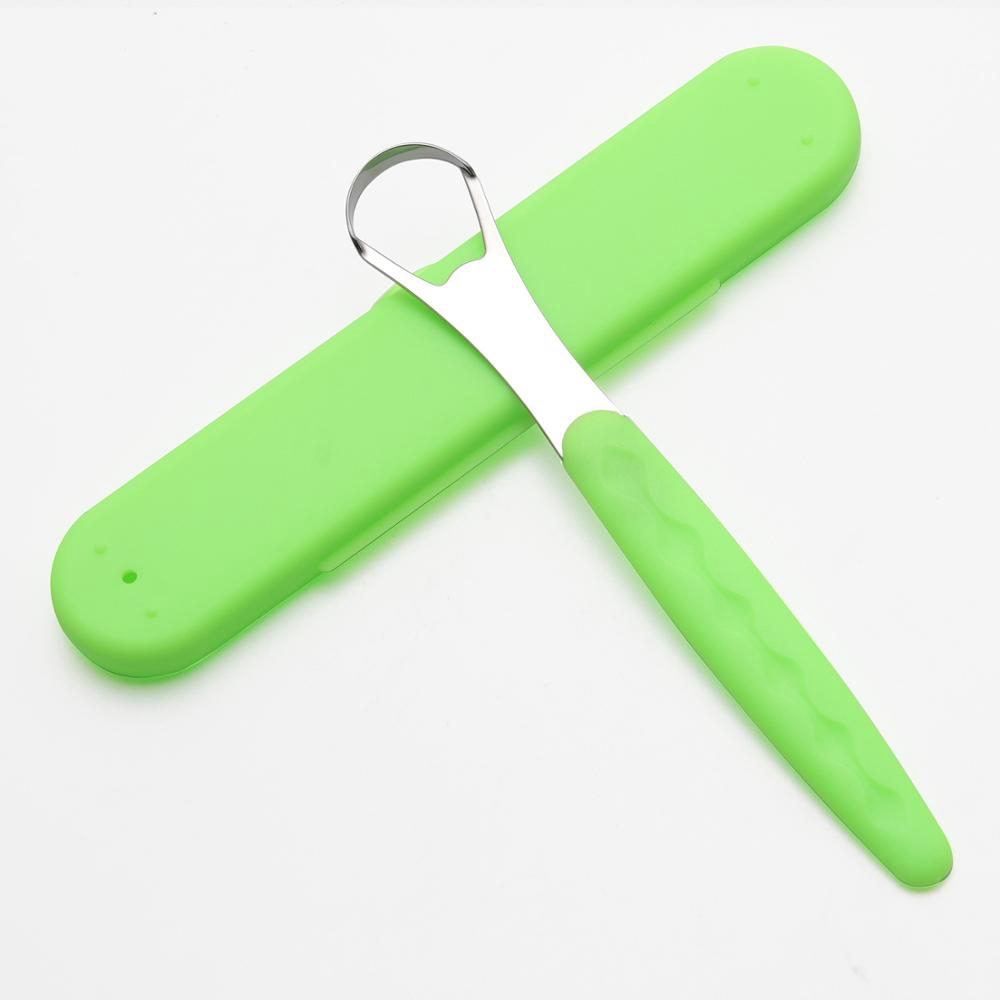 Stainless Steel Oral Tongues Brush Tongue Scraper with Portable Travel Case U Shape Tongue Cleaner for Adult Fresh Breath 302