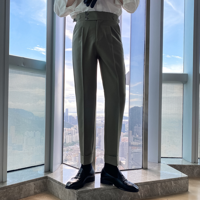 Mens Pants Fall Business Dress Solid Color Temperament Trousers British Casual Slim Suit High Waist Wedding Streetwear 221117