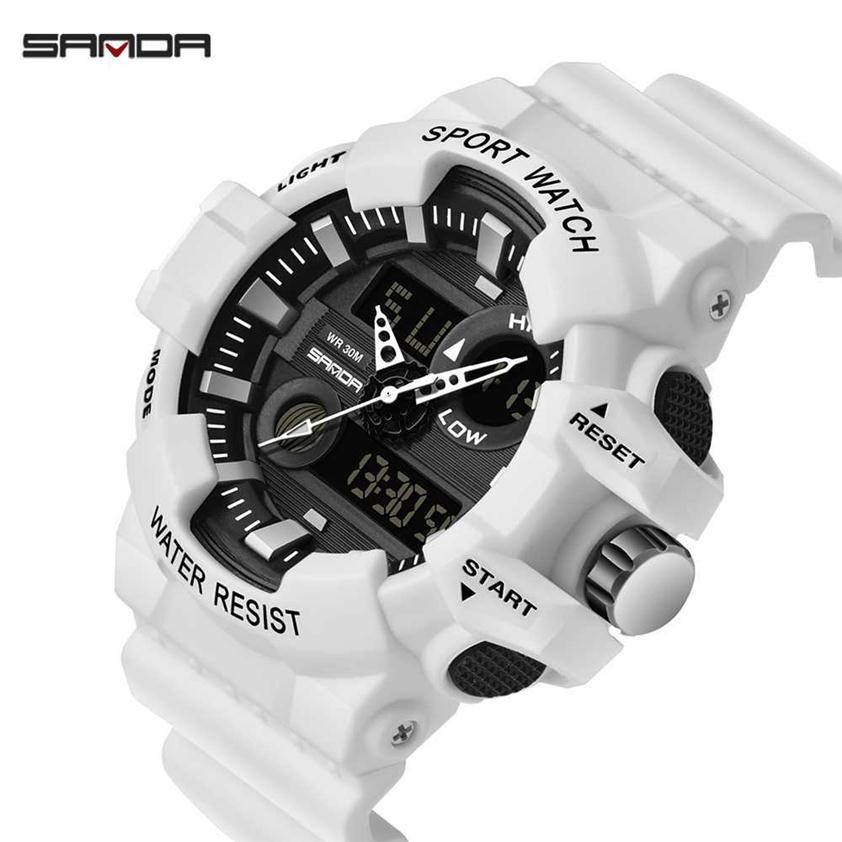 SANDA Men Watches White G style Sport Watch LED Digital Waterproof Casual Watch S Shock Male Clock relogios masculino Watch Man X0625266y, Black
SANDA Men Watches White G style Sport Watch LED Digital Waterproof Casual Watch S Shock Male Clock relogios masculino Watch Man X0625266y, Black