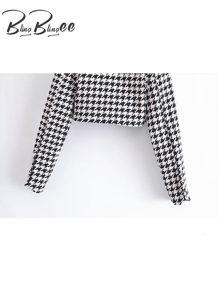 Women's Suits Blazers BlingBlingee Spring Woman Traf Coats Casual Crop Tops Three Buttons Thick Slim Tweed Woolen Houndstooth Jacket 221117