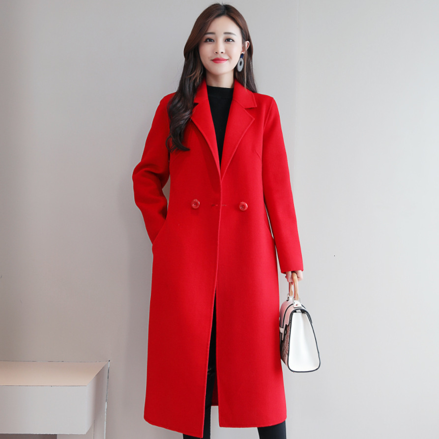 Women's Wool Blends Leiouna Long Single Button Thicked Fashion Office en Winter Overcoat Large OverSize Woman Coat 221117