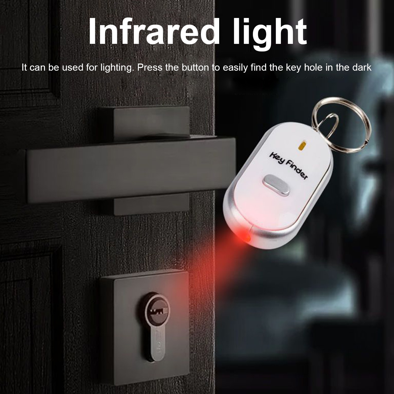 LED Whistle Key Finder Flashing Beeping Sound Control Alarm Anti-Lost Key Locator Finder Tracker with KeyRing Mini Keychain