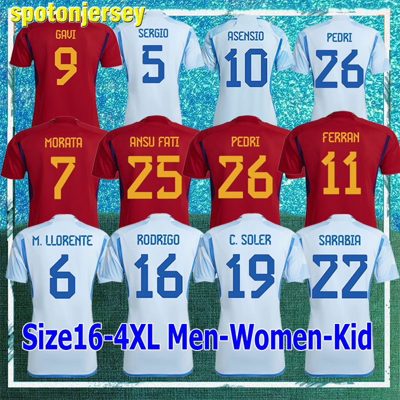 22 23 Spain soccer jerseys Espana ANSU FATI RODRI ASENSIO MORATA F. TORRES GAVI 2022 WORLD CUP Player 3XL plus size football shirts women men kit kids equipment 1052031, Home patch
22 23 Spain soccer jerseys Espana ANSU FATI RODRI ASENSIO MORATA F. TORRES GAVI 2022 WORLD CUP Player 3XL plus size football shirts women men kit kids equipment 1052031, Home patch