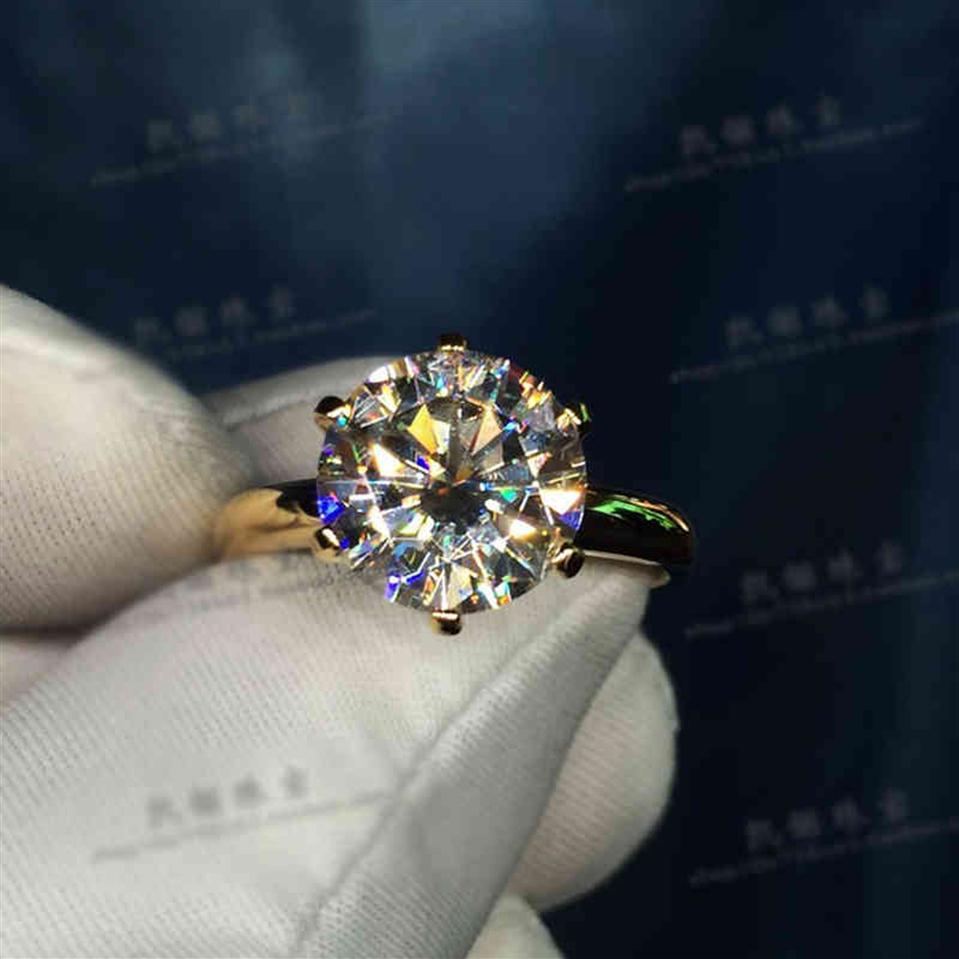 Yanhui Have 18k Rgp Pure Solid Yellow Gold Ring Luxury Round Solitaire 8mm 2 0ct Lab Diamond Wedding Rings for Women Zsr169226p