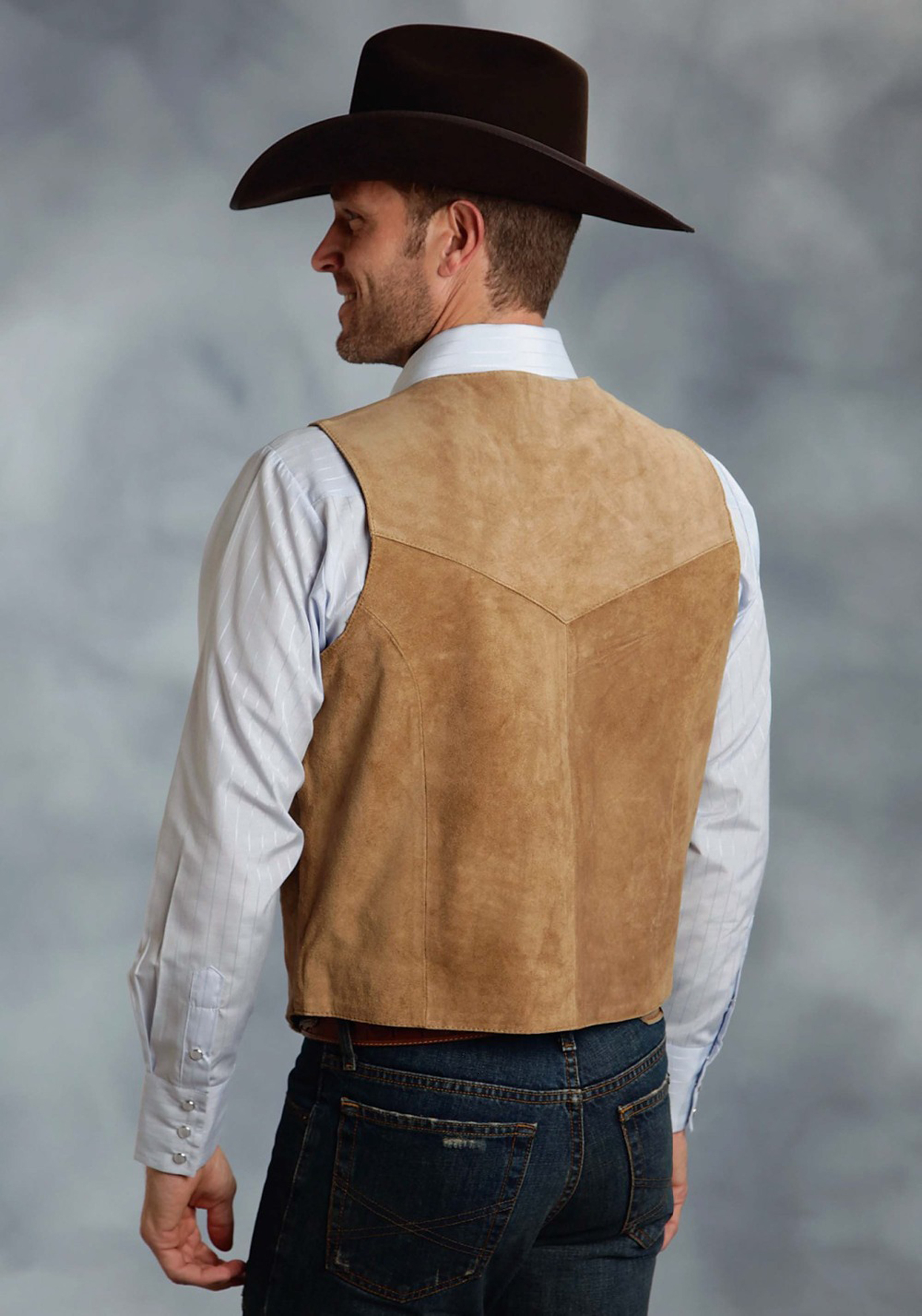Mens Vests Suede Slim Singlebreasted Casual Western Denim 221117