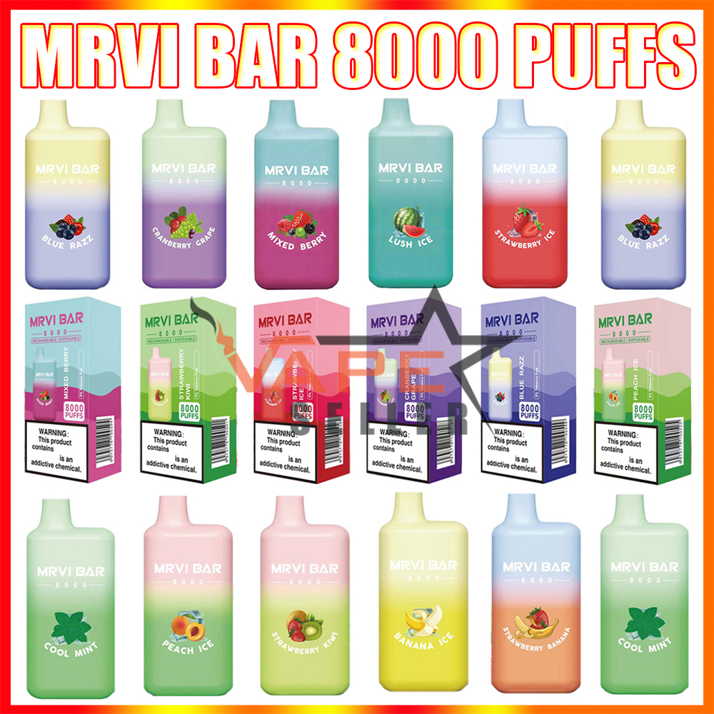 Original Mrvi Bar 8000 Puffs Disposable Vape Pen E Cigarette With Rechargeable 650mAh Battery Prefilled 16ml Pod Big Vapor Elf Box Kit
Original Mrvi Bar 8000 Puffs Disposable Vape Pen E Cigarette With Rechargeable 650mAh Battery Prefilled 16ml Pod Big Vapor Elf Box Kit