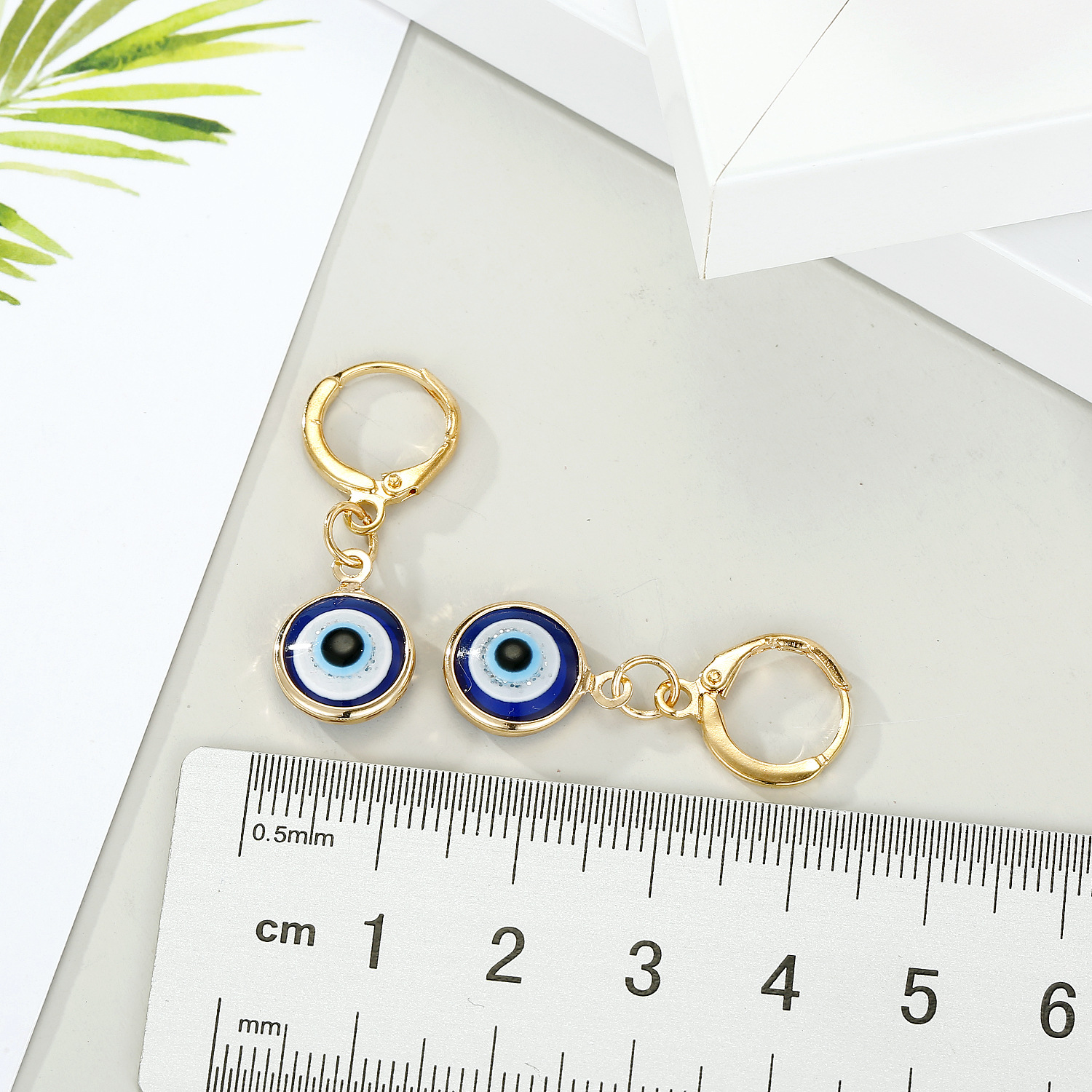 Resin Bling Evil Eye Hoop Earring For Womens Jewelry Fashion Vintage Round Turkish Blue Eye Small Circle Earrings