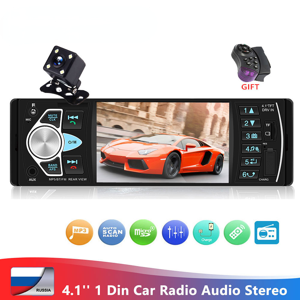 4022D 4.1 inch 1 Din Car Radio Auto Audio Stereo autoradio Bluetooth Support Rear View Camera USB Steering Wheel Remote