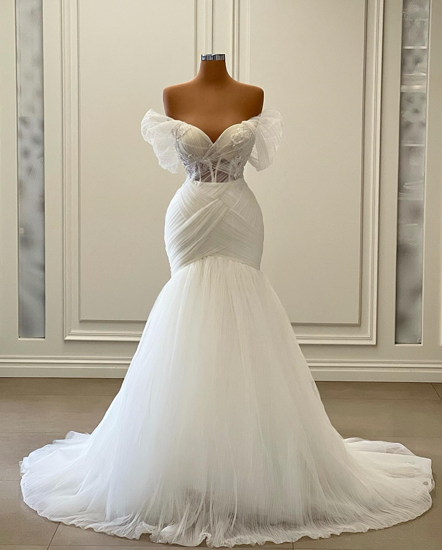 2023 Mermaid Wedding Dresses Bridal Gown Off The Shouder Lace Applique Beaded Beach Bohovestido de novia