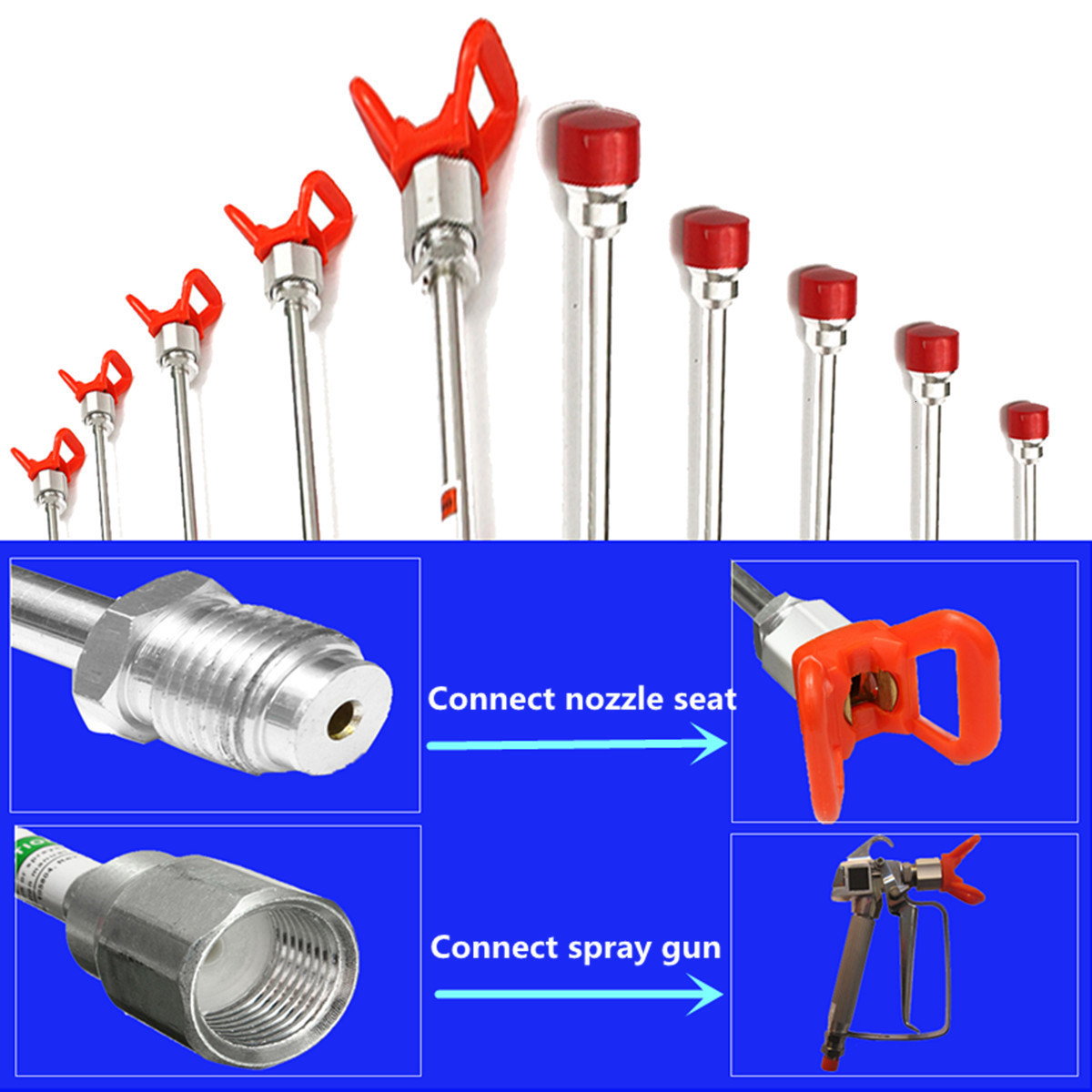 Spray Guns 20/30/50/75/100cm er Extension Rod Airless Paint Tip Pole for Titans Wagner ing Machine 221118