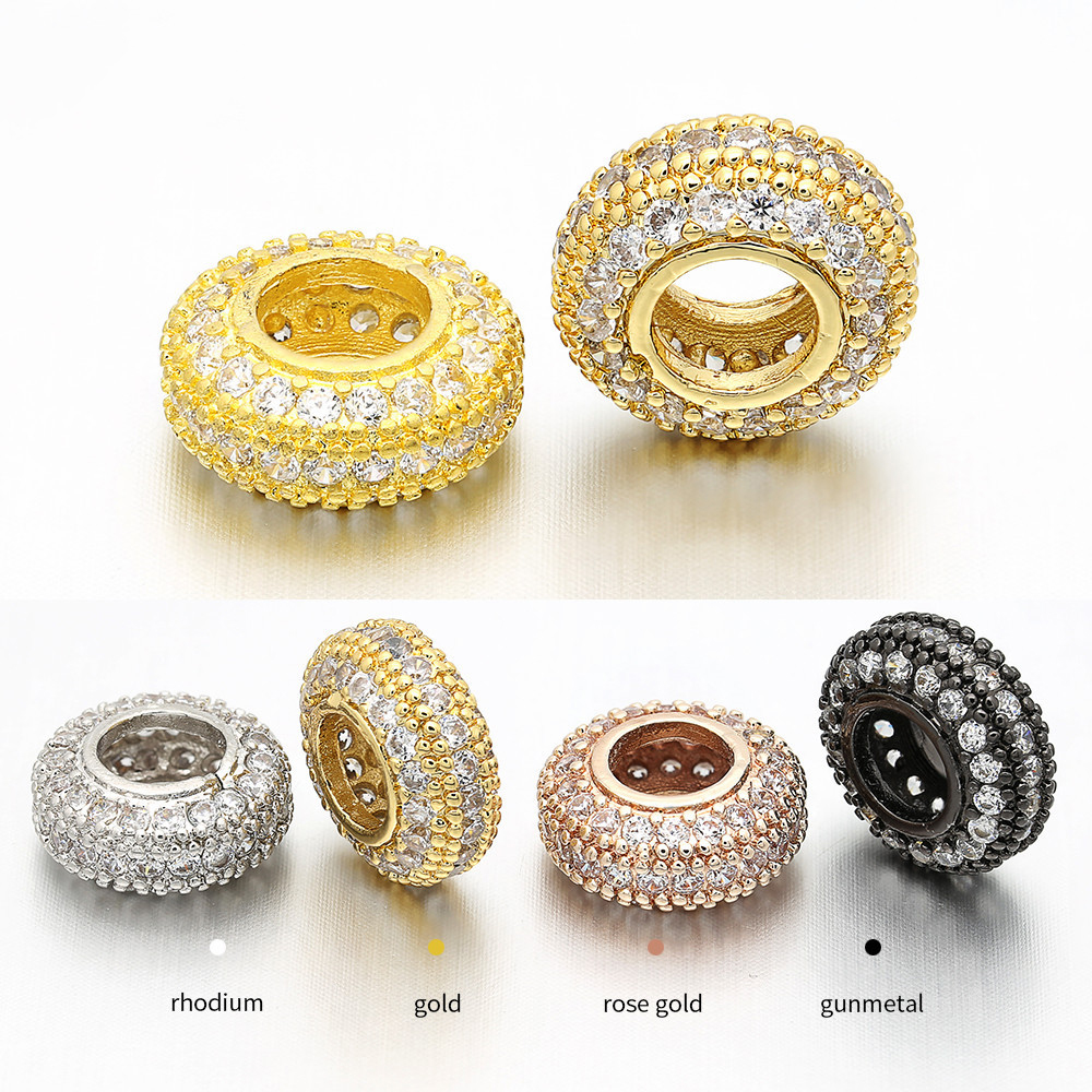 CZ Micro Pave DIY Spacer Beads Charms for Bracelet Necklace Making