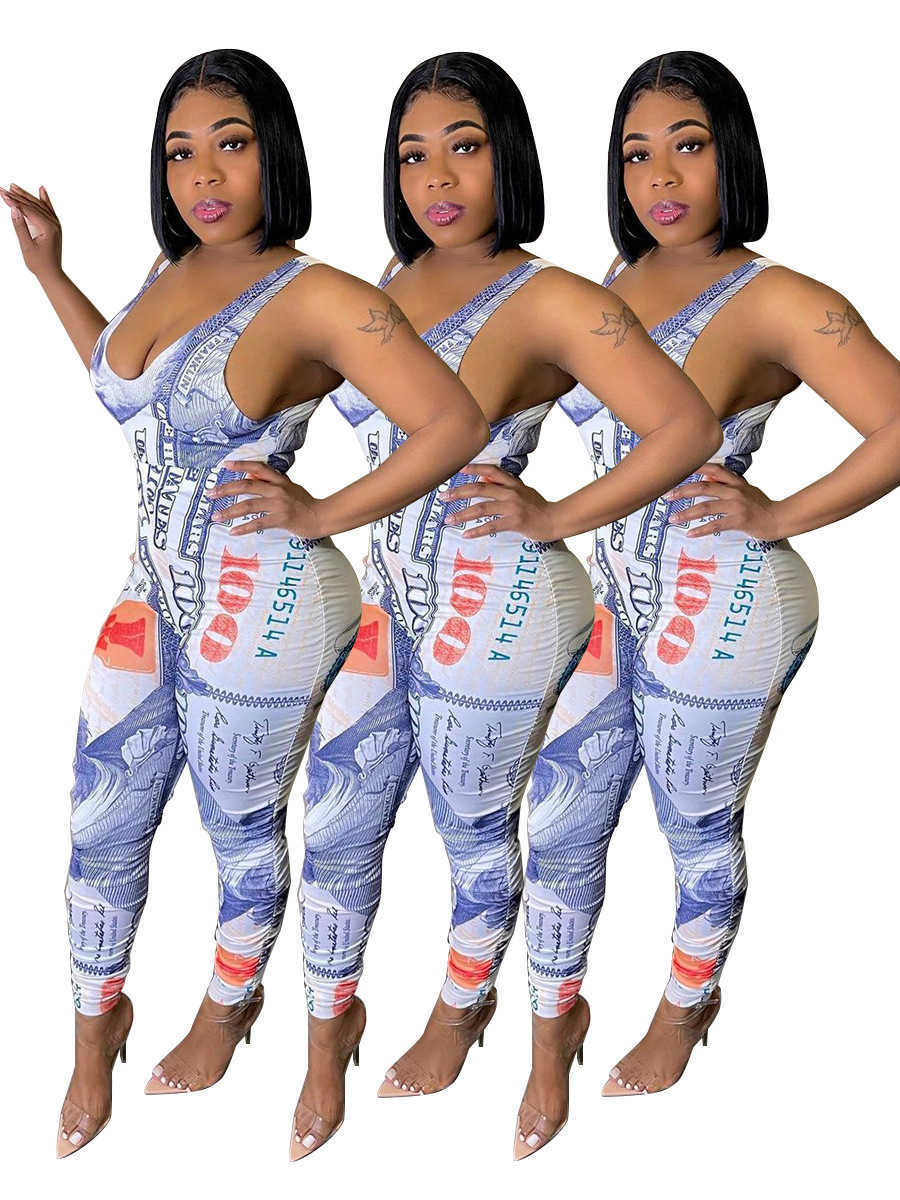 Sexy Money Printed 2 Pieces Sets Women Sleeveless Bodysuit And Pants Suits Summer Spring Two Piece Outfits Fashion Steetwear X0428
Sexy Money Printed 2 Pieces Sets Women Sleeveless Bodysuit And Pants Suits Summer Spring Two Piece Outfits Fashion Steetwear X0428