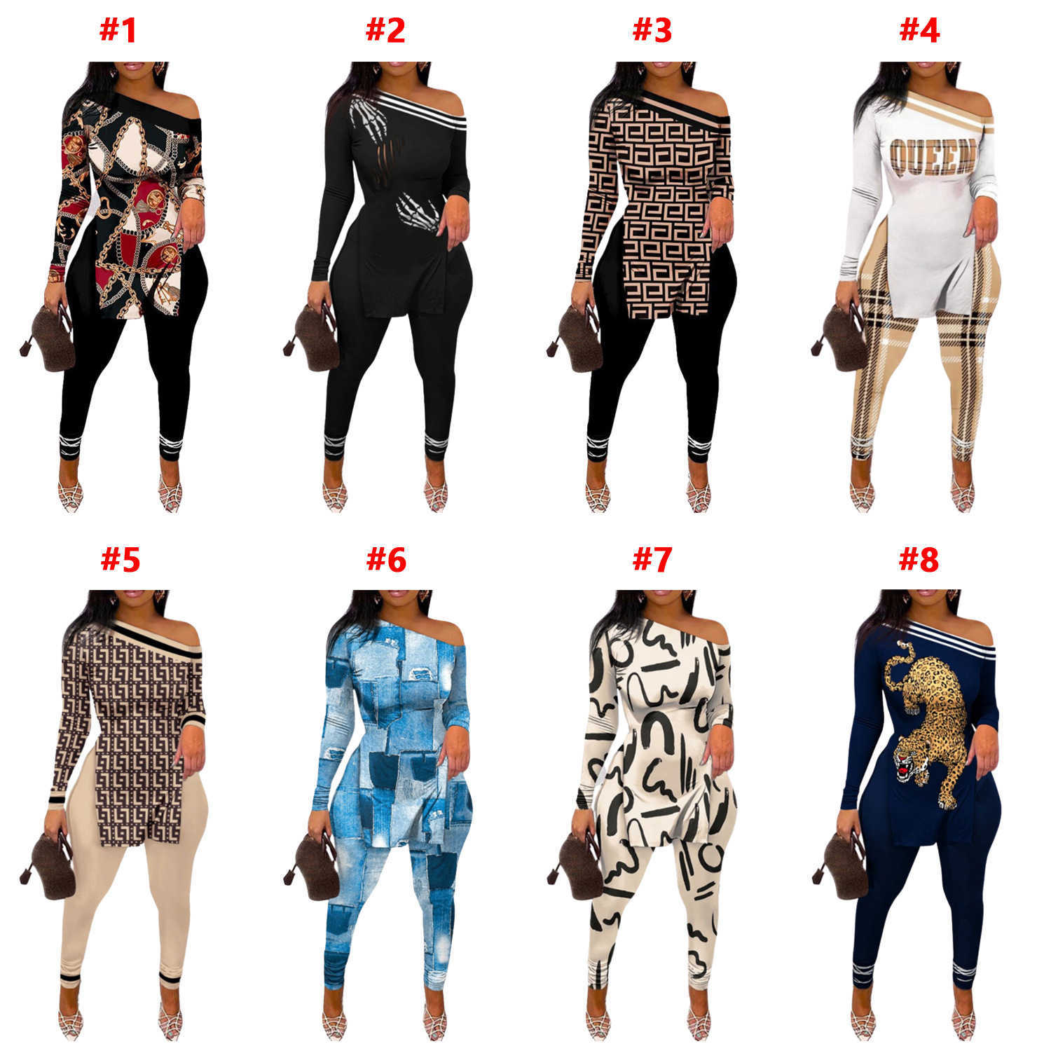 Retail Women Designer Printed Two Piece Pants Outfits Sexy Off Shoulder Split T Shirt Leggings Suit Matching Sets, 6-denim
Retail Women Designer Printed Two Piece Pants Outfits Sexy Off Shoulder Split T Shirt Leggings Suit Matching Sets, 6-denim