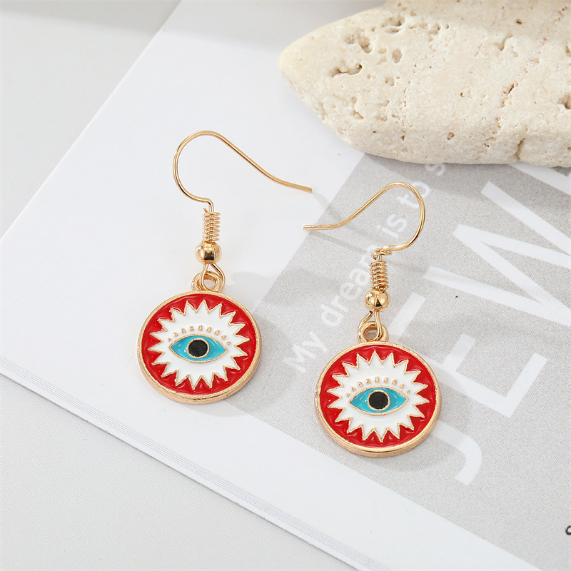 Colored Enamel Evil Eye Dangle Earrings For Women New Vintage Punk Statement Turkish Blue Eye Pendant Earring Wedding Party Jewely