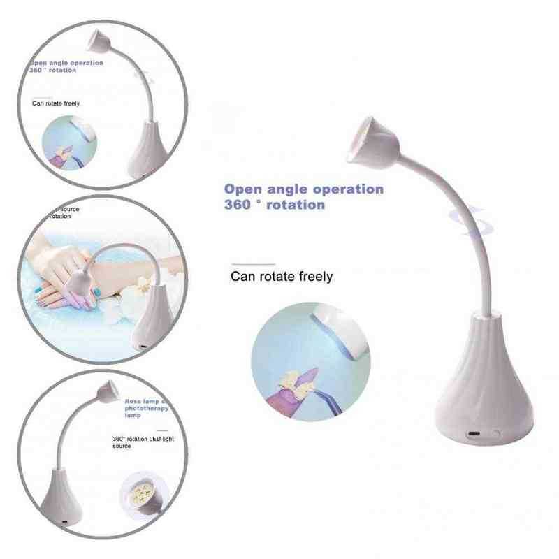 Nxy Lotus Mini Nail Lamp Dryer Machine 18w Rechargeable Portable Uv/led Light Curing Polish Glue Art 220624
