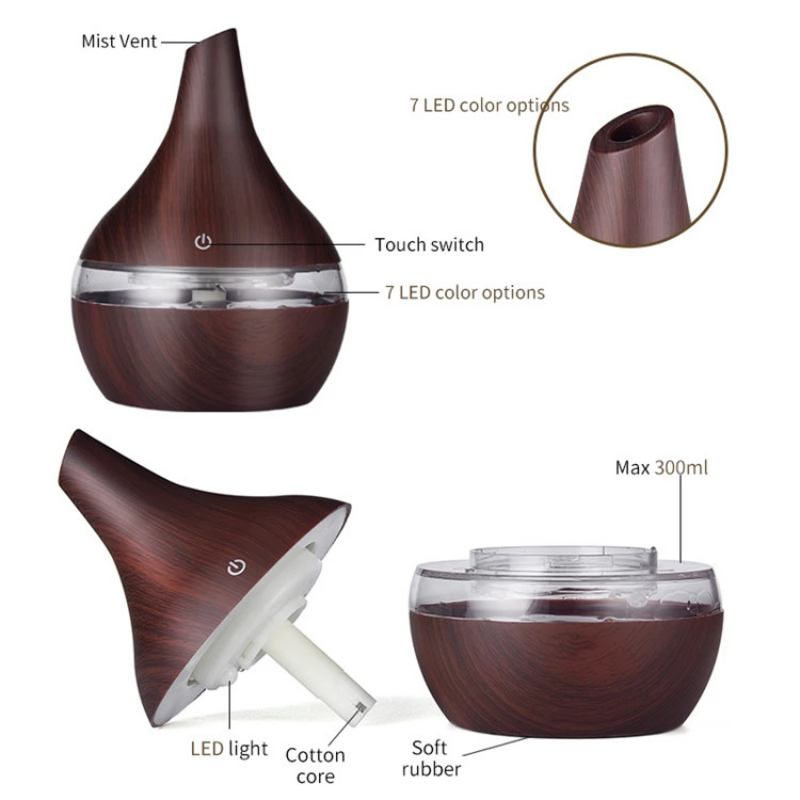 Top Humidifiers 300ml USB Electric Aroma Air Diffuser Wood Ultrasonic Humidifier Essential Oil Aromatherapy Cool Mist Maker for Home