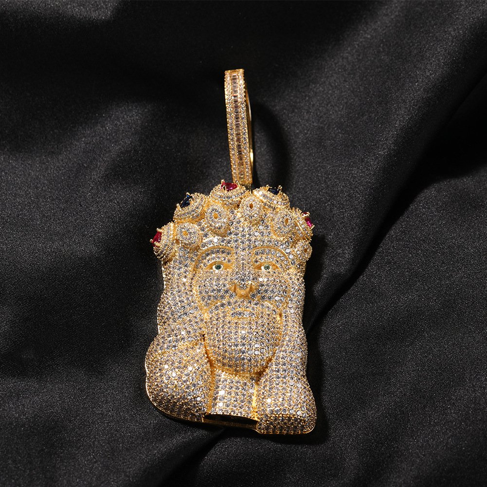 Hip Hop TopBling Jesus Face Pendant Necklace Jewelry Real 18K Gold Plated Mens Religious Jewelry