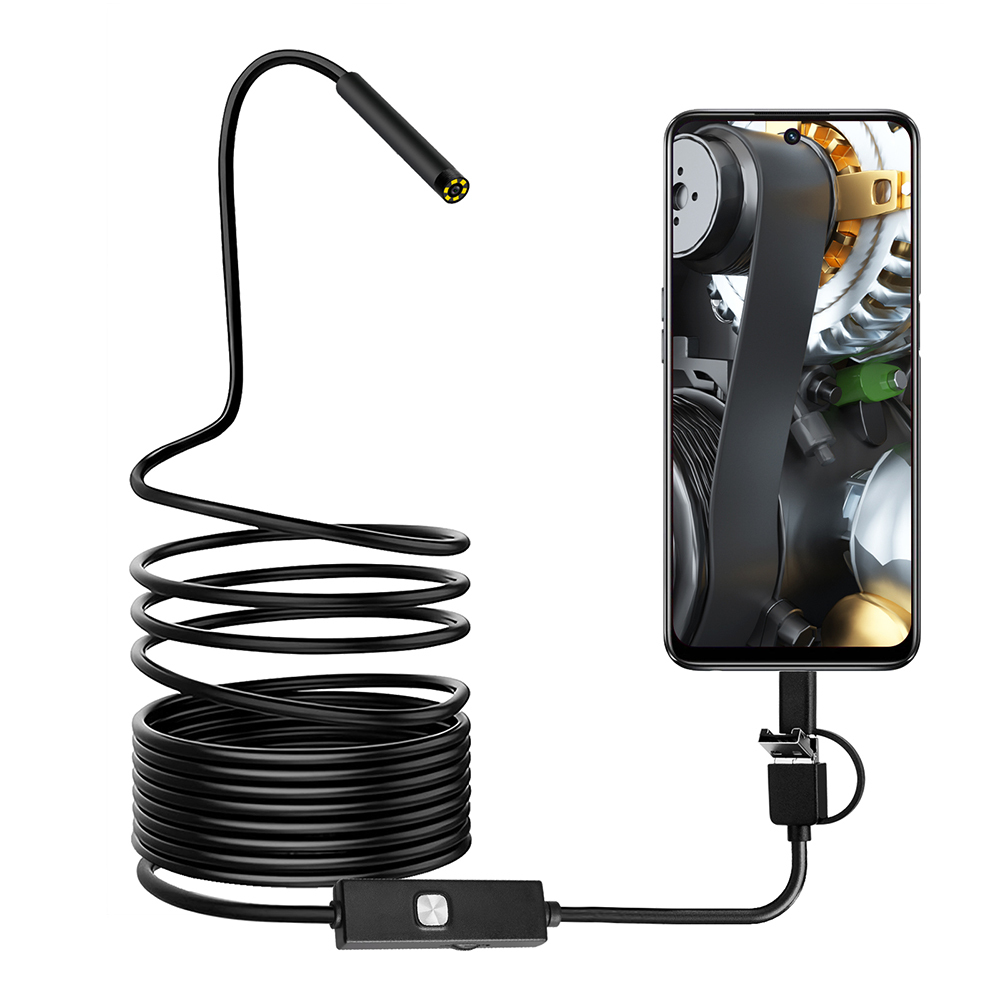 7MM Endoscope Camera USB Mini Waterproof 0.5-10M Hard Soft Cable Snake Tube Inspection Borescope Cameras For Car Android Smartphone Loptop PC Notebook