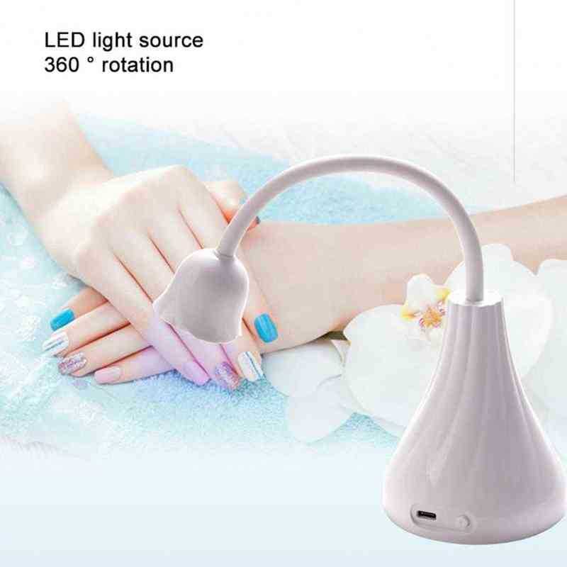 Nxy Lotus Mini Nail Lamp Dryer Machine 18w Rechargeable Portable Uv/led Light Curing Polish Glue Art 220624