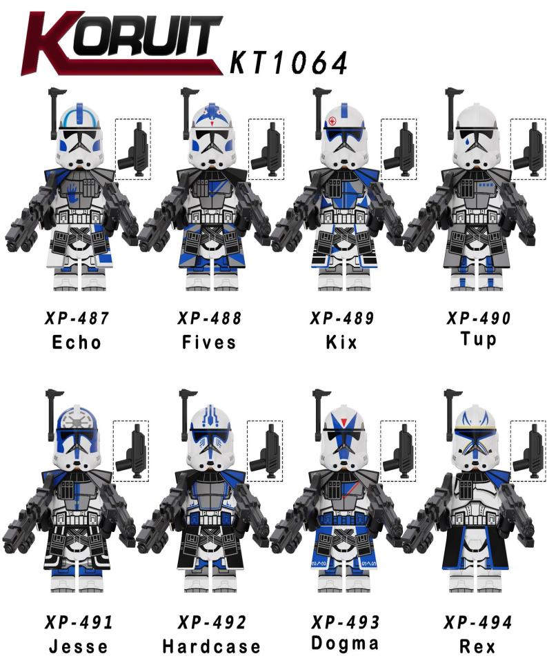 KT1064 Space War Minifigs Mini Toy Figures Clone Echo Fives Kix Tup Jesse Hardcase Dogma Rex Building Blocks5442659
KT1064 Space War Minifigs Mini Toy Figures Clone Echo Fives Kix Tup Jesse Hardcase Dogma Rex Building Blocks5442659