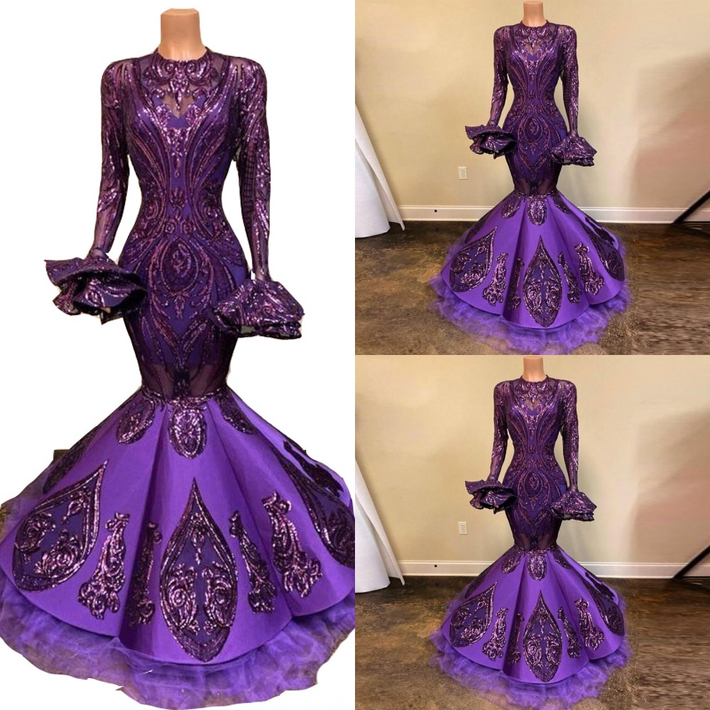 2023 Regency Purple Sequins Evening Dresses Wear Mermaid Jewel Neck Long Sleeves Illusion Lace Appliques Sequined Beads Floor Length Formal Prom Dress Party Gowns, Grape
2023 Regency Purple Sequins Evening Dresses Wear Mermaid Jewel Neck Long Sleeves Illusion Lace Appliques Sequined Beads Floor Length Formal Prom Dress Party Gowns, Grape