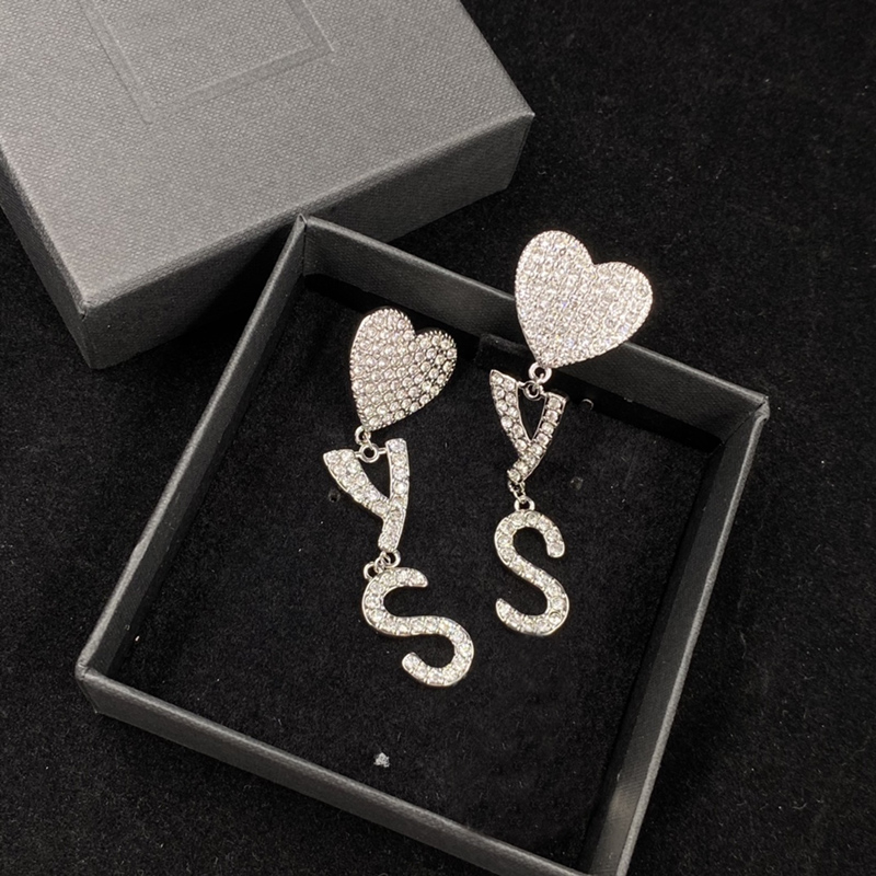 Brief Women Designers Stud Silver Letters Earring S925 Earrings Ear Stud 96cm Long Womens Designer Studs Metal Y 22111805
