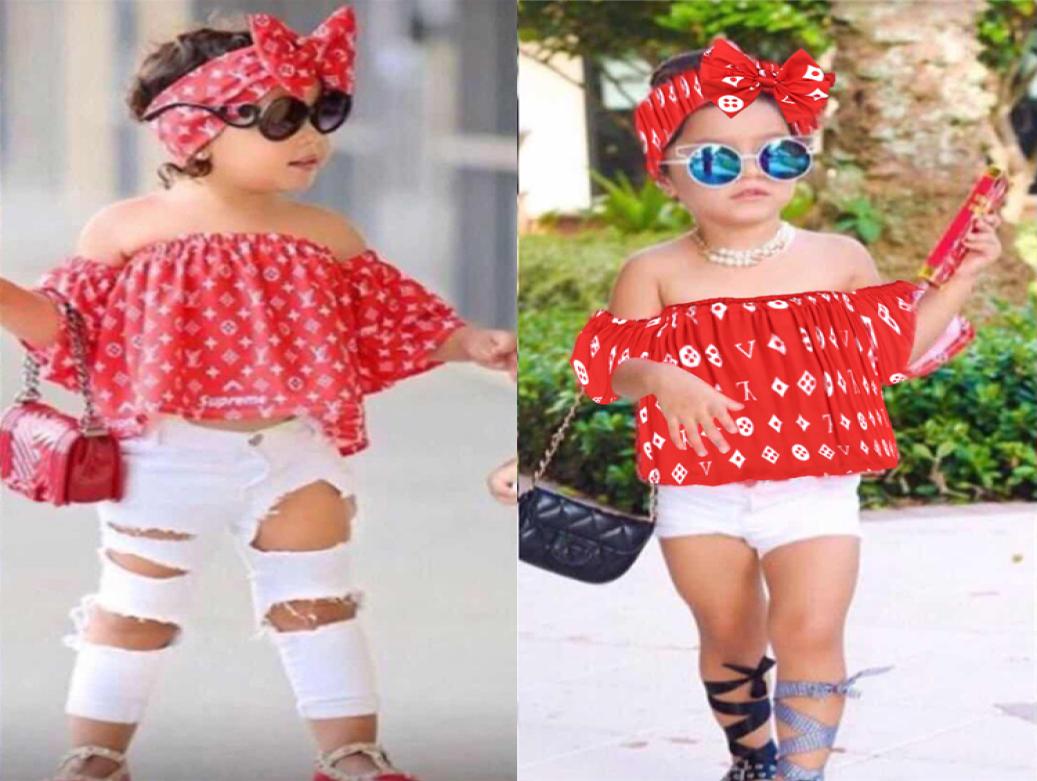 Fashion Bow hairbandA word shoulder Tophole Pant 3 pcs set Kids Designer Clothes Girls baby girl kids clothes Set 2 styles A944813326, #02
Fashion Bow hairbandA word shoulder Tophole Pant 3 pcs set Kids Designer Clothes Girls baby girl kids clothes Set 2 styles A944813326, #02