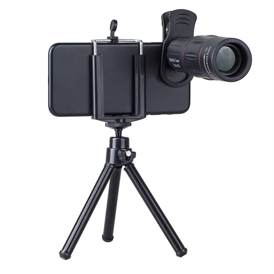 Universal 18X Telescope Magnification Zoom Mobile Phone Monoculars Telepo Camera Lens With Clip Tripod For iPhone for Samsung Xiao