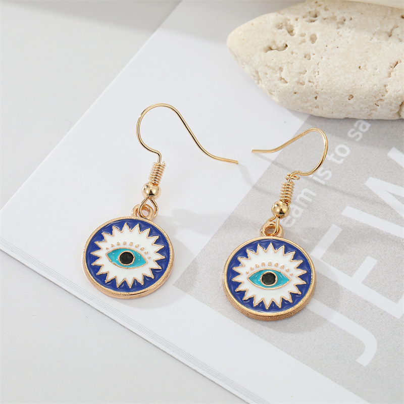 Colored Enamel Evil Eye Dangle Earrings For Women New Vintage Punk Statement Turkish Blue Eye Pendant Earring Wedding Party Jewely