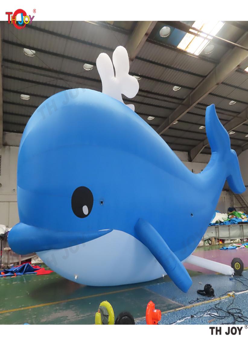 outdoor games activities 8m Length Blue Giant Inflatable Whale For City Parade Decora or Party Show Decoration