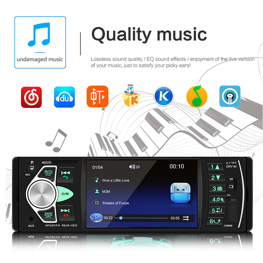 4.1 Inch Auto Audio Car Radio Touch Screen Car Stereo MP5 Bluetooth USB FM Camera Multimedia Player