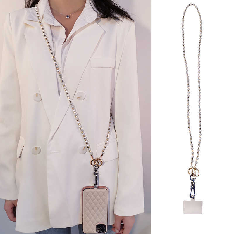 Cell Phone Straps Charms Crossbody Mobile Lanyard Can Be Shoulder Strap Hanging Chain Hand-beaded Small Pearl Pendant Anti-lost Y2211