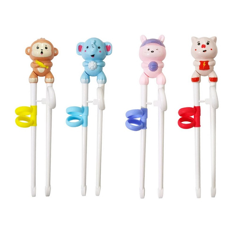 

Kids Training Chopsticks Reusable Cartoon Animal Shaped Non Slip Chopstick Baby Happy Eating Tools