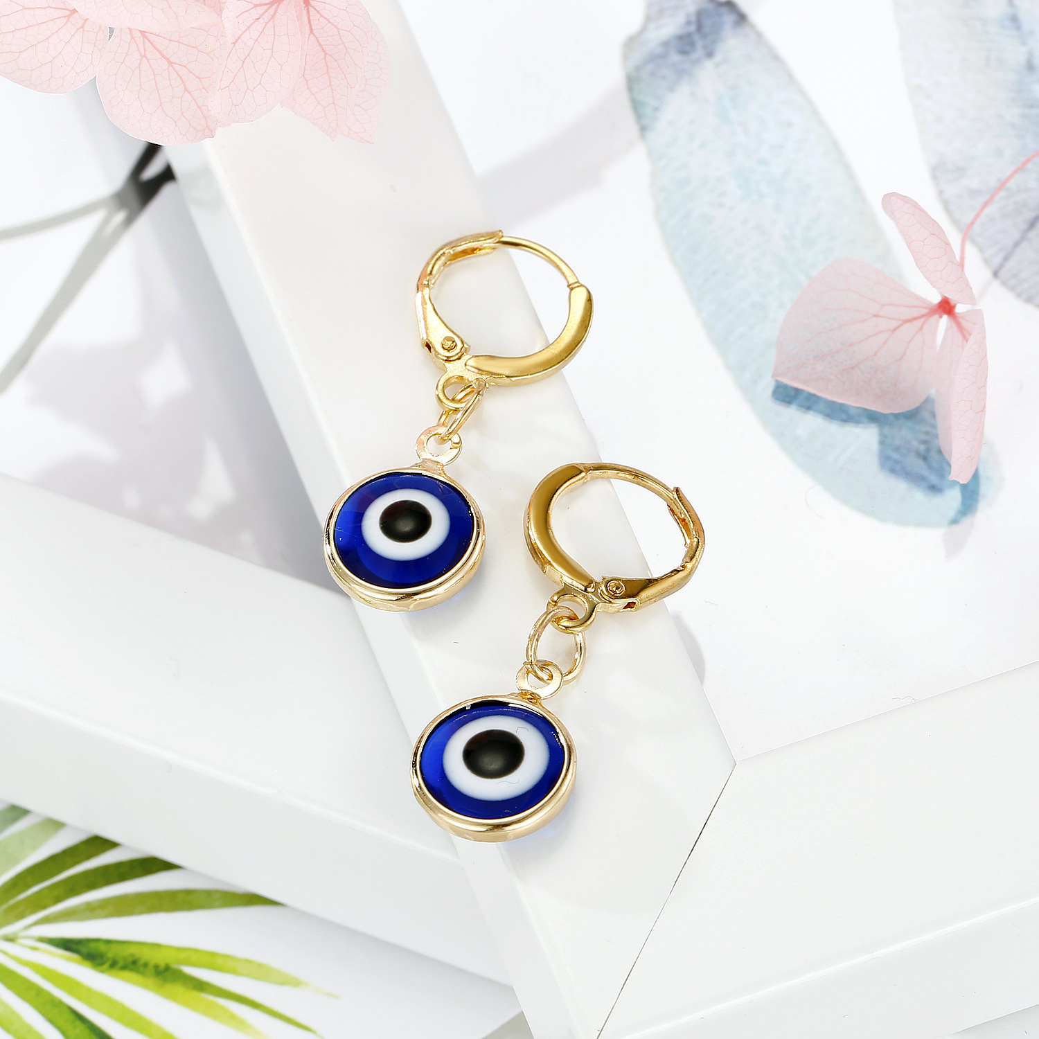 Resin Bling Evil Eye Hoop Earring For Womens Jewelry Fashion Vintage Round Turkish Blue Eye Small Circle Earrings