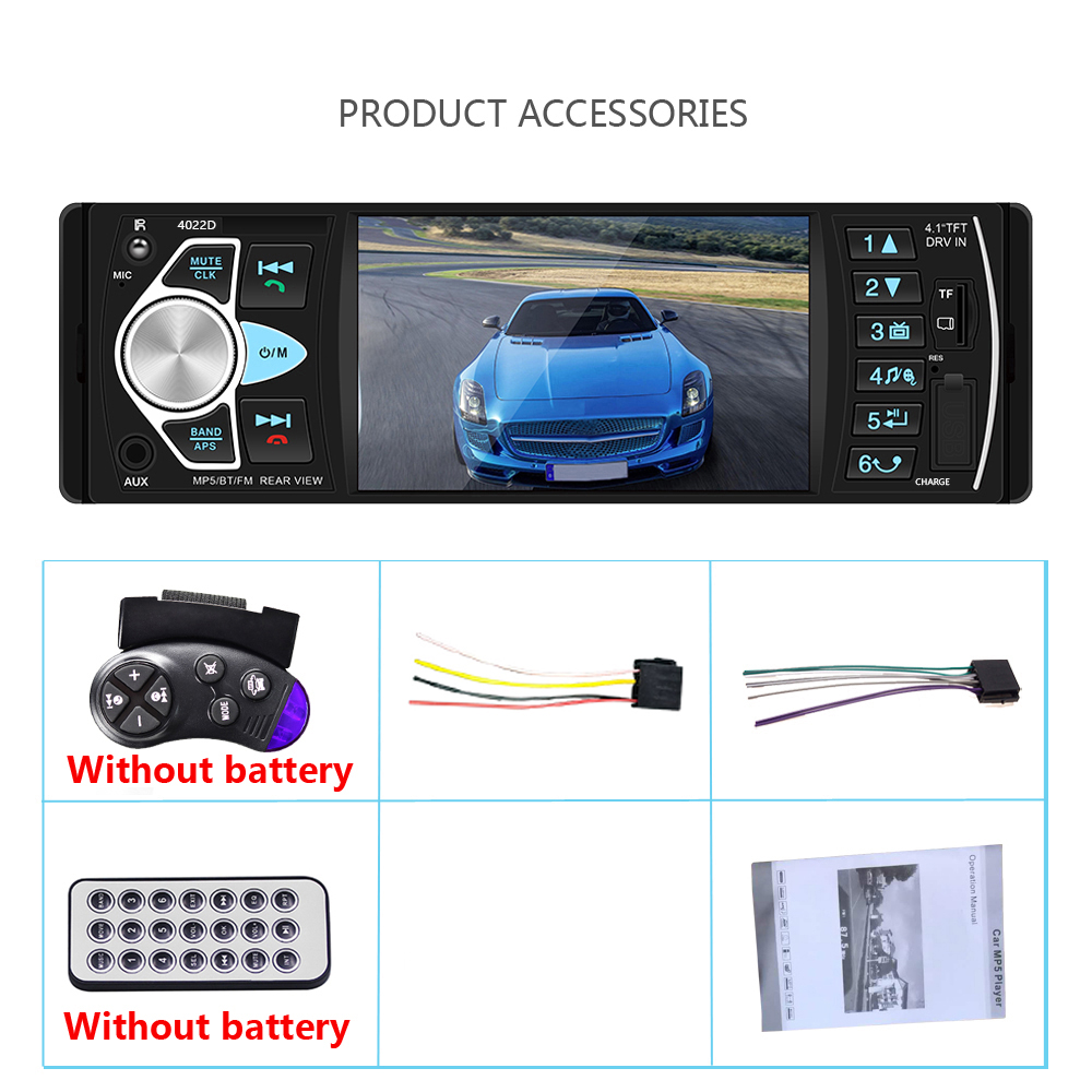 4022D 4.1 inch 1 Din Car Radio Auto Audio Stereo autoradio Bluetooth Support Rear View Camera USB Steering Wheel Remote