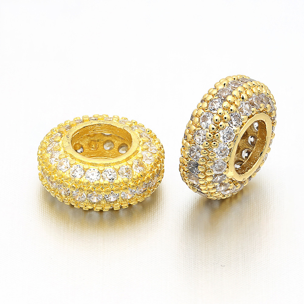 CZ Micro Pave DIY Spacer Beads Charms for Bracelet Necklace Making